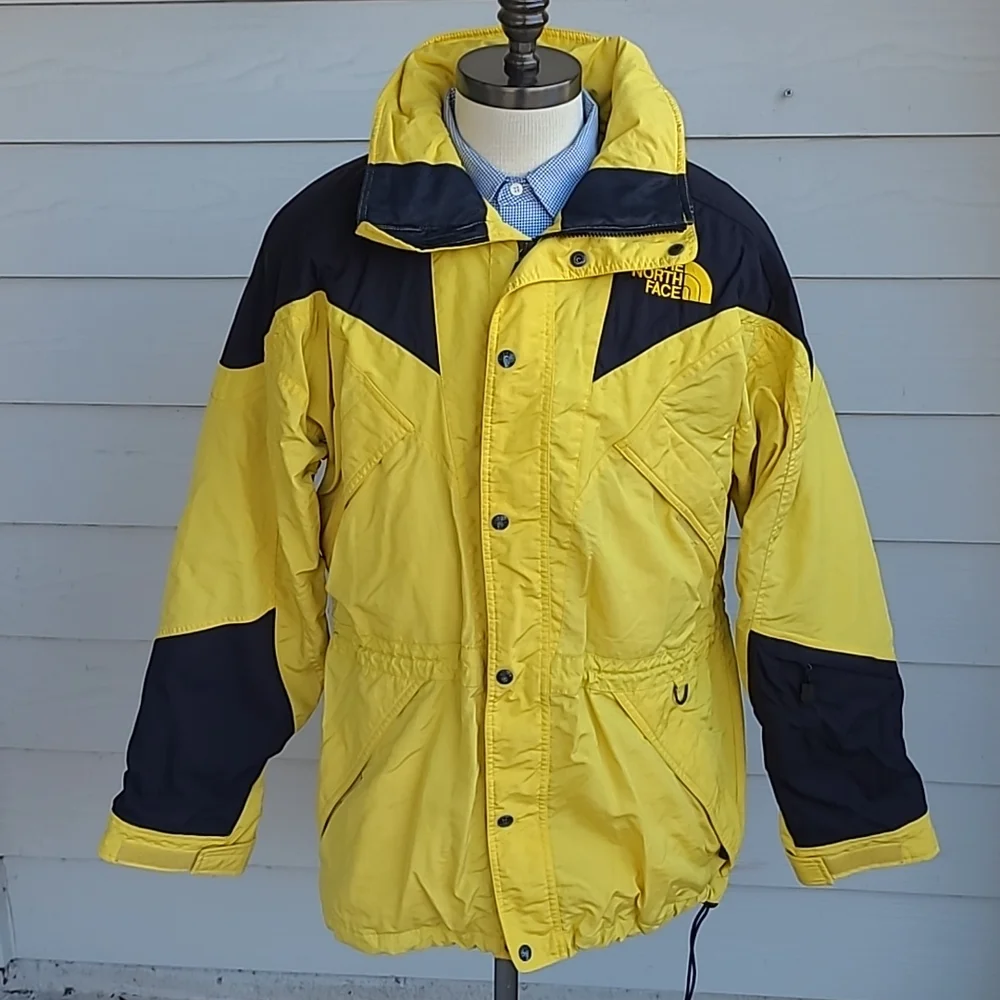 THE NORTH‎ FACE Yellow Black Nylon Mens Sz Large Jacket Coat 90s VTG TNF